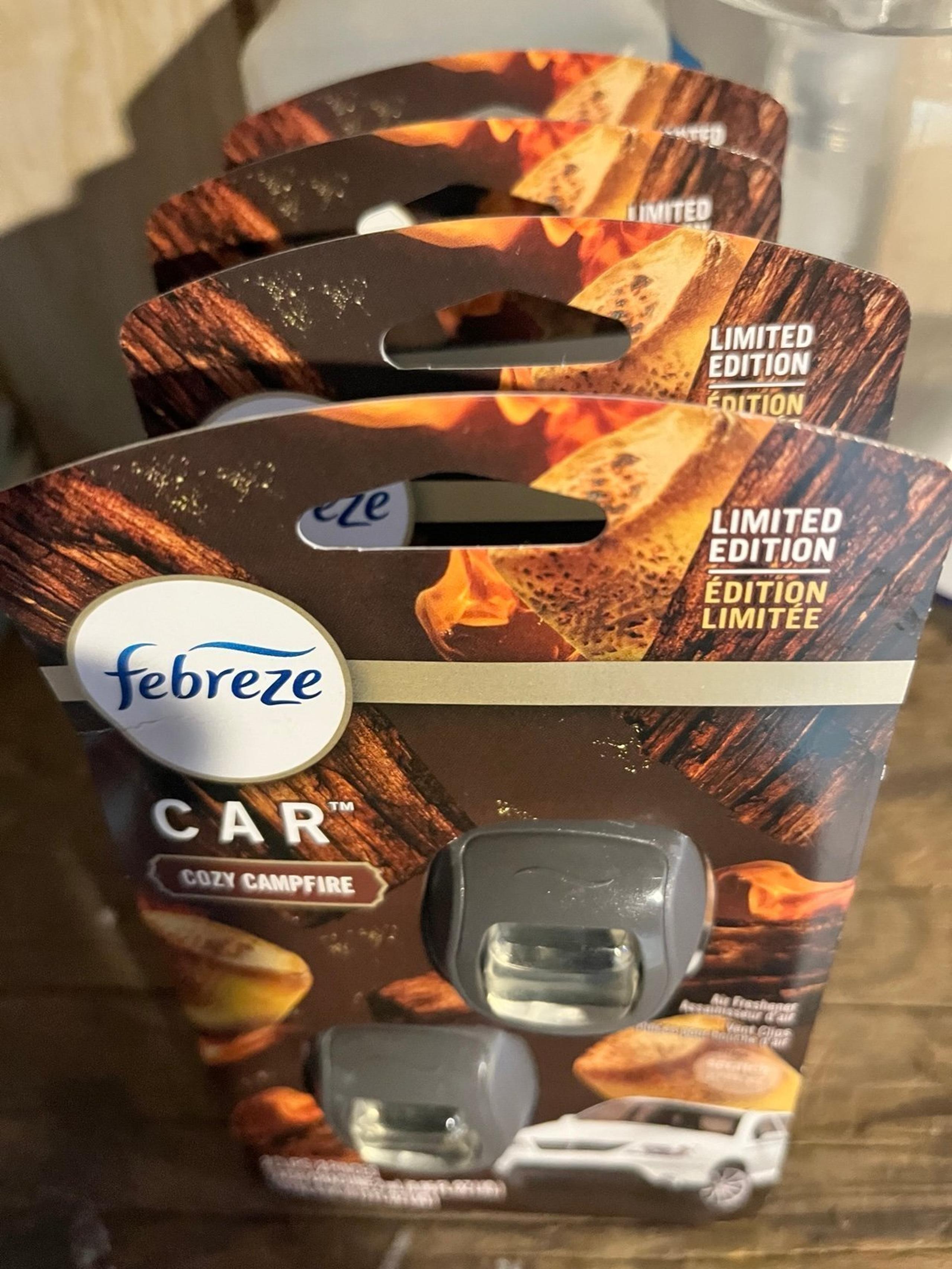 4 Febreze Air Freshener - Car Vent Clip - Cozy Campfire.
