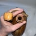 Vintage HANDMADE CARVED Walnut Wood Flask Canteen Bottle Bar Decor
