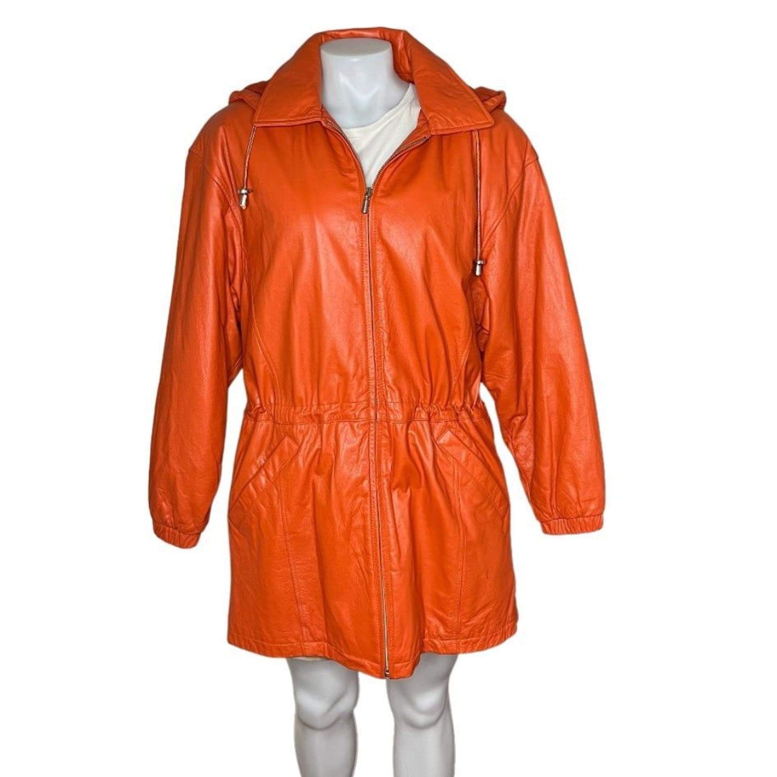 WILSONS LEATHER Orange Jacket Coat Anorak Parka Insulated Zip Hood Size Medium