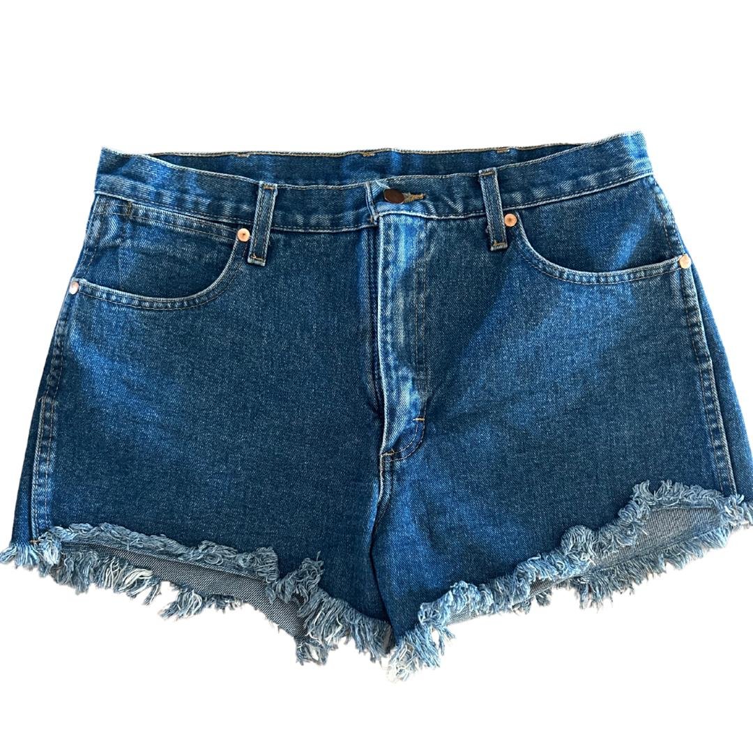 Women's Wrangler Cut Off High Waisted Blue Jean Denim Shorts Size 31