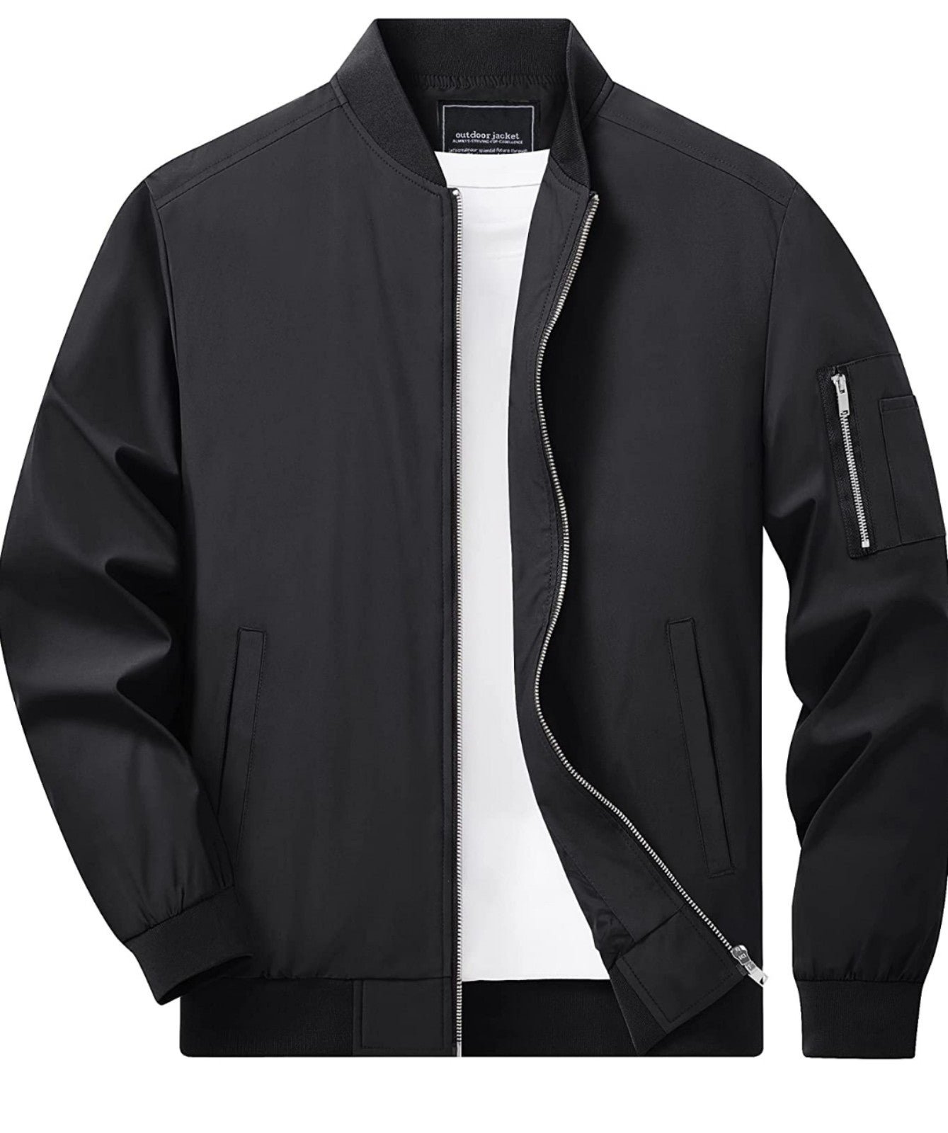 Bomber JacketMen's Lightweight Jacket Casual Windbreaker Bomber Zip