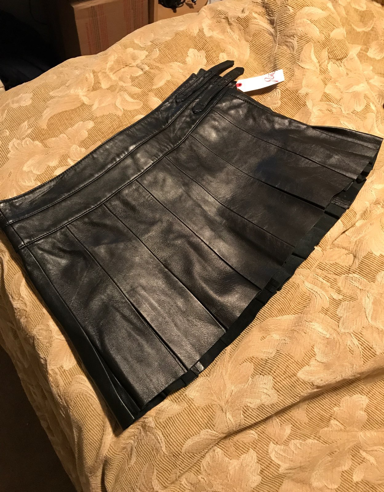 Genuine Soft Leather Pleated Skirt