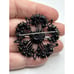 Vintage Black Stone Open Back Round Brooch Pin And Clip On Earring Set