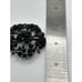 Vintage Black Stone Open Back Round Brooch Pin And Clip On Earring Set