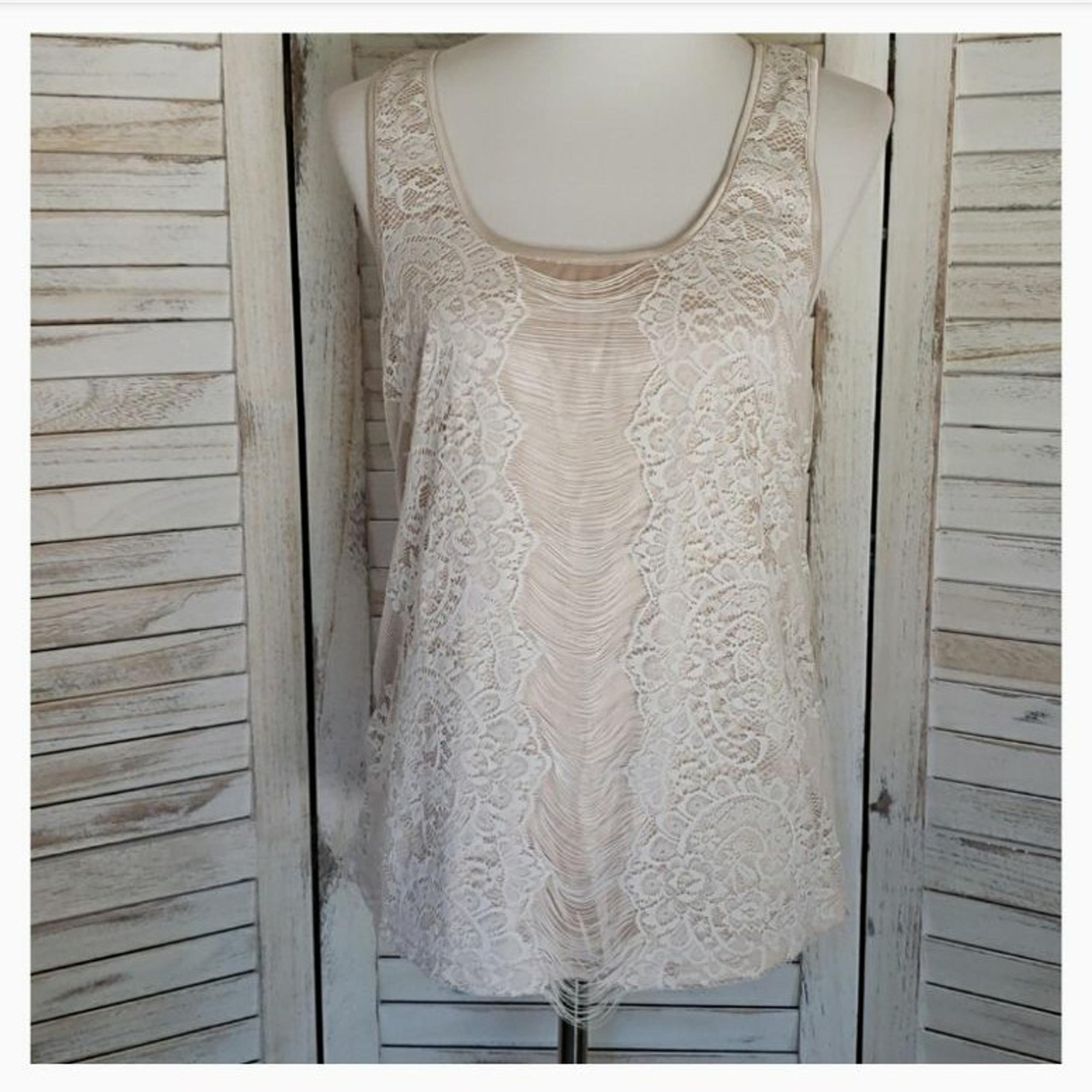 Adiva Lace Cream Sleeveless Blouse Top