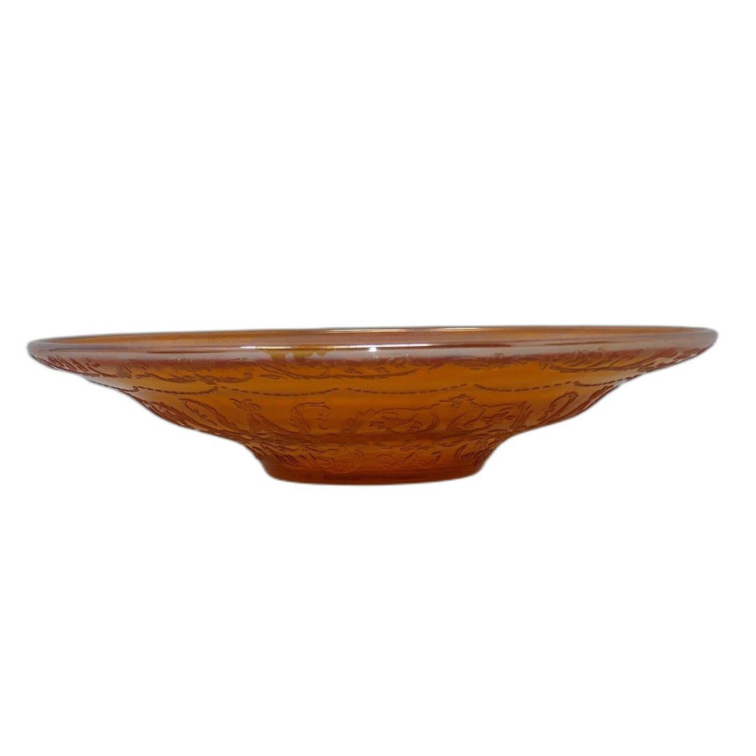 Federal Amber Marigold Carnival Depression Glass Low Shallow 11 Console Bowl