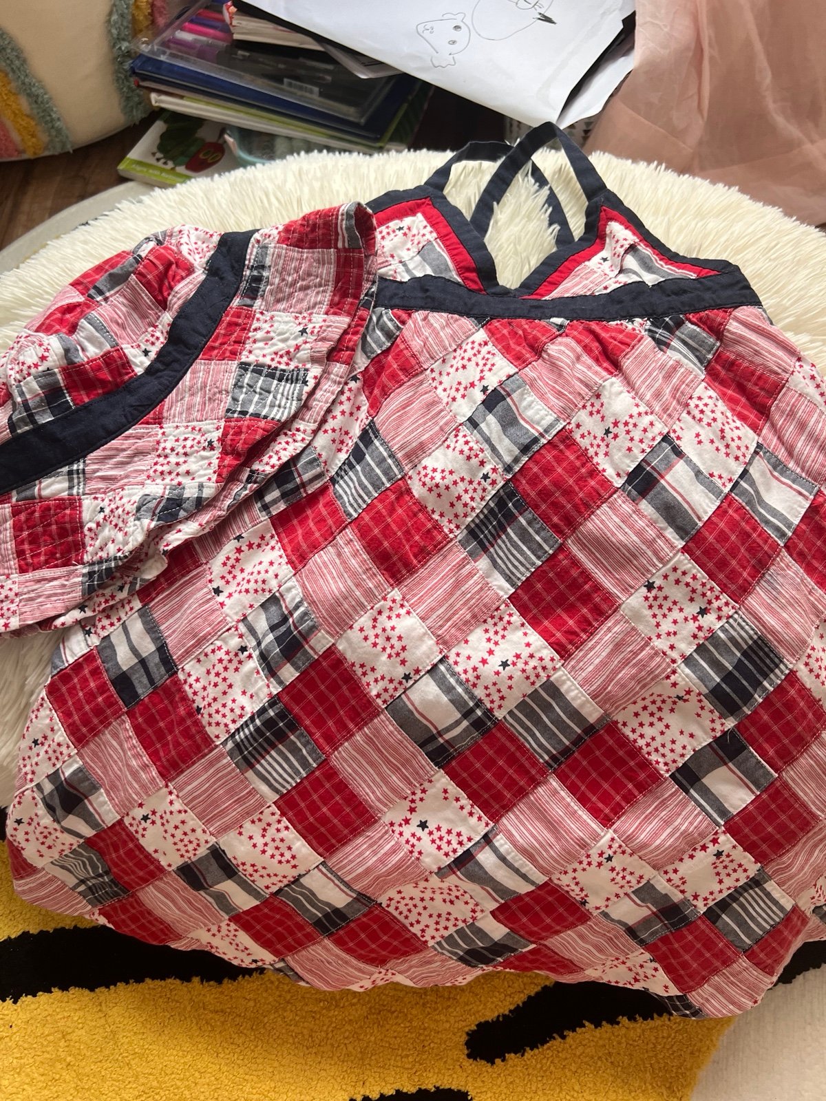 Janie and Jack vintage red blue & white dress with matching hat