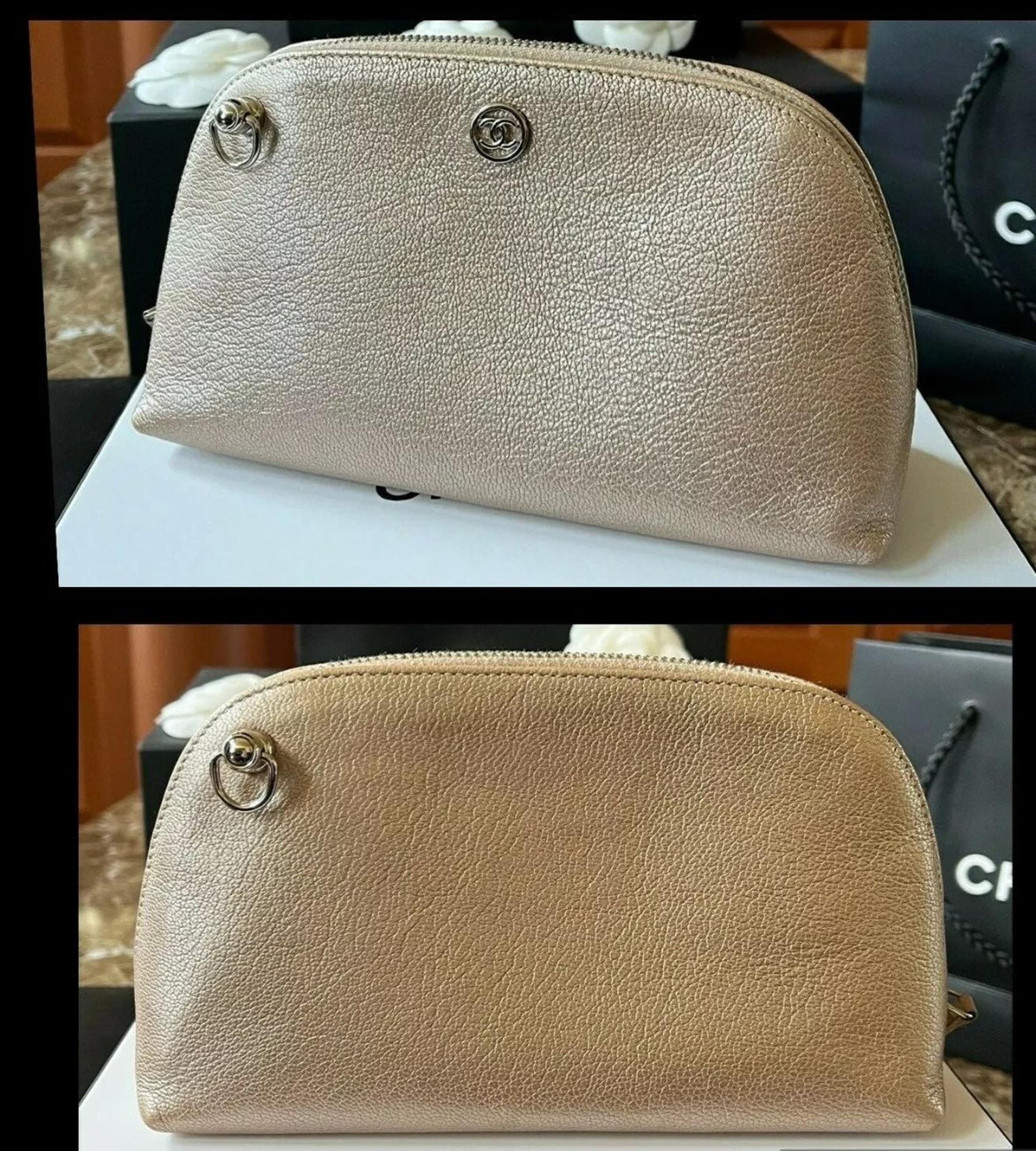 Chanel Interlocking CC Cosmetic Pouch Upcycled to Crossbody Purse Bag