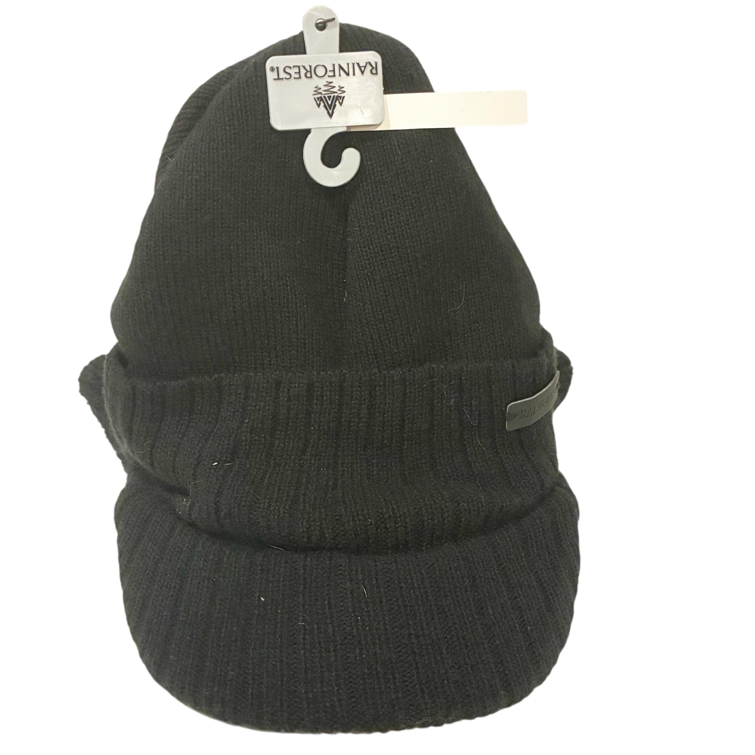 Rainforest Men’s One Size Black Heavy Lined Trapper Knit Hat NEW