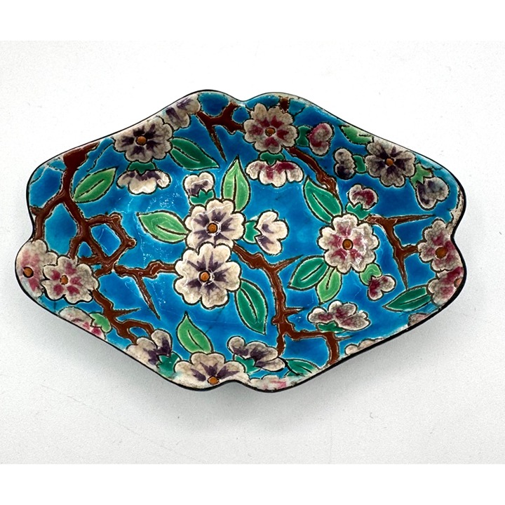 Art Deco Longwy Floral Jewelry Dish