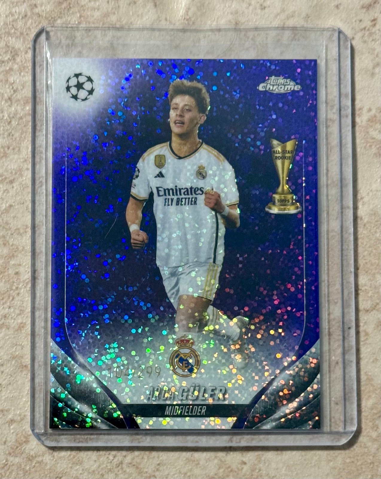 2023-24 Topps Chrome UEFA Arda Guler #152 Violet Speckle Refractor #d/299