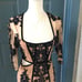 For Love and Lemons Dress SZ Medium Black Velvet Trim Embroidered Lace Nude NWOT