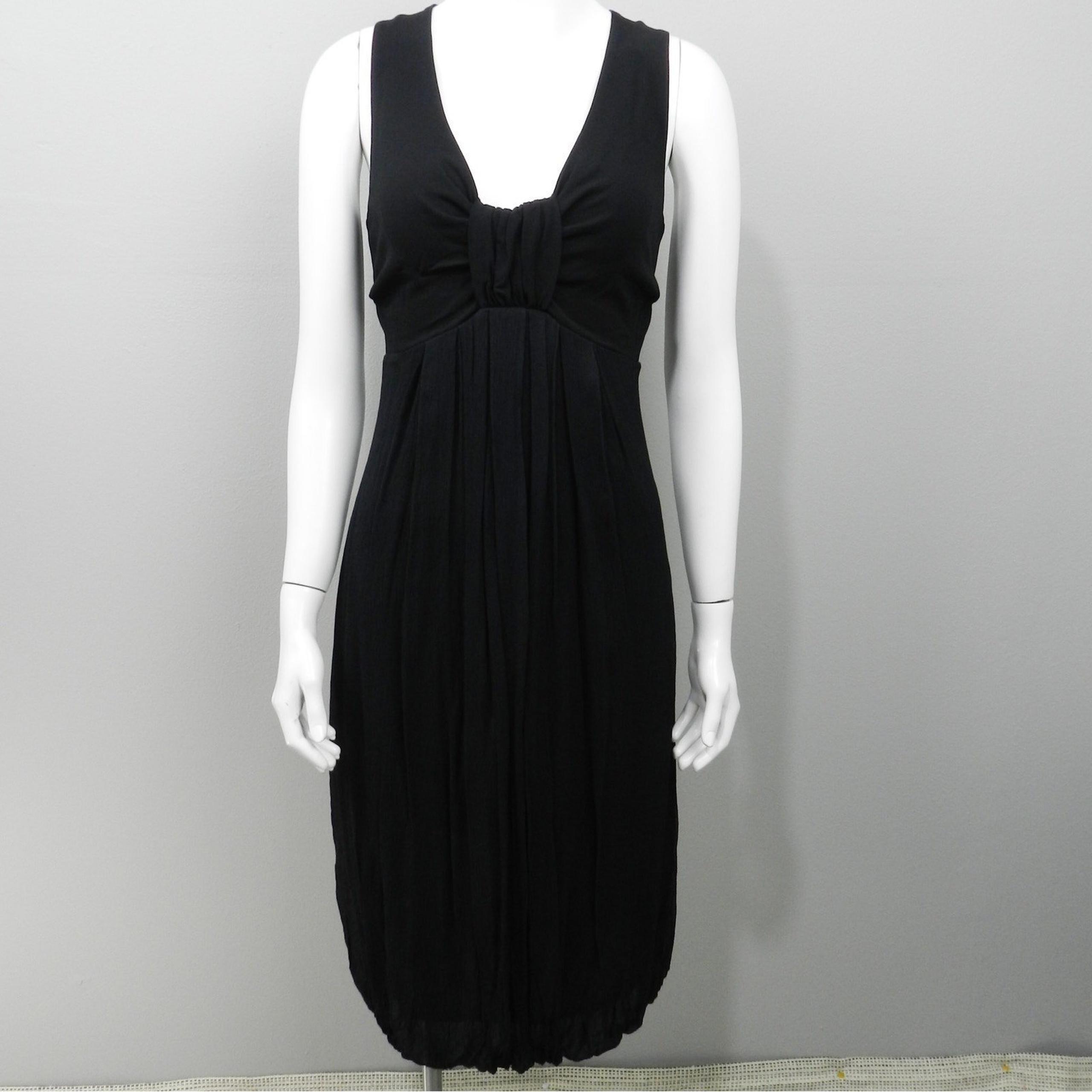 Max Mara Pianoforte Empire Bow Midi Dress Sz S Black Chiffon Cocktail Evening