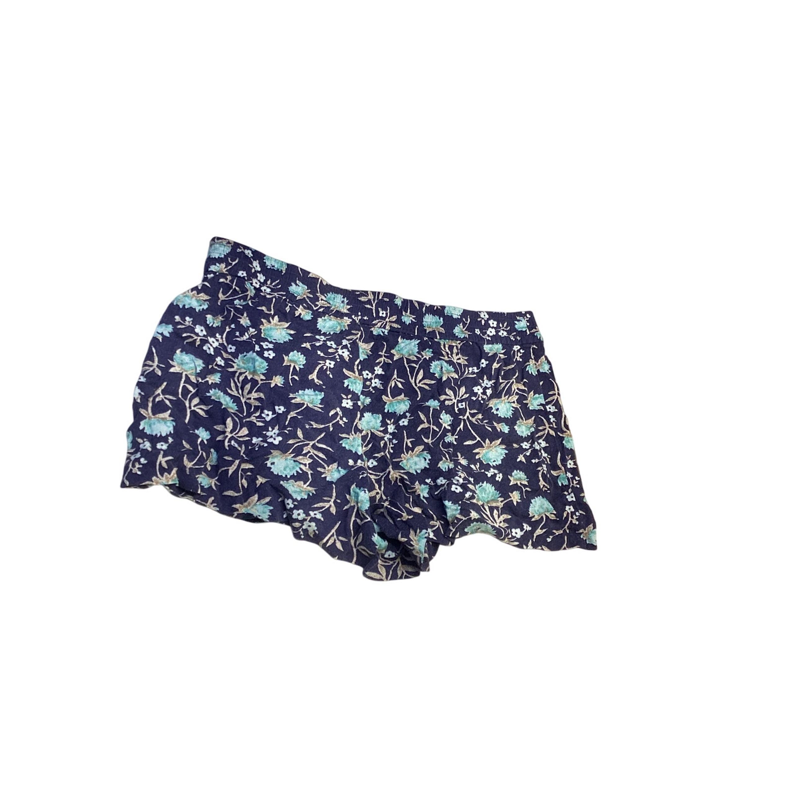 Ann Taylor Loft Women's Blue Floral Flat Front Casual Chino Shorts Size 10