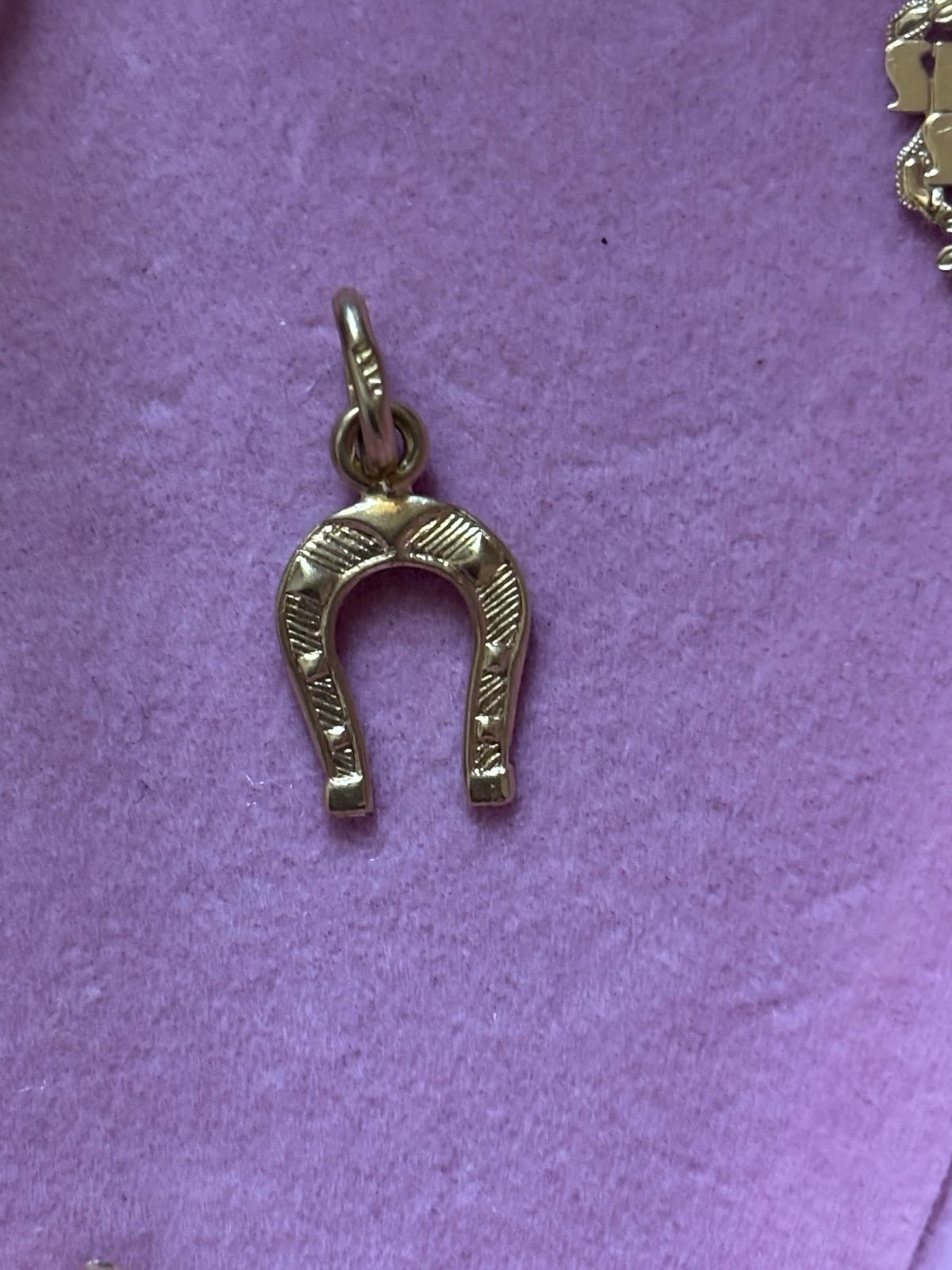 14k solid gold delicate elegant gold horseshoe charm