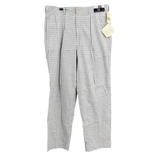 Polo Ralph Lauren Classic Golf Pants White with Blue Checks Pleated 35/36 New