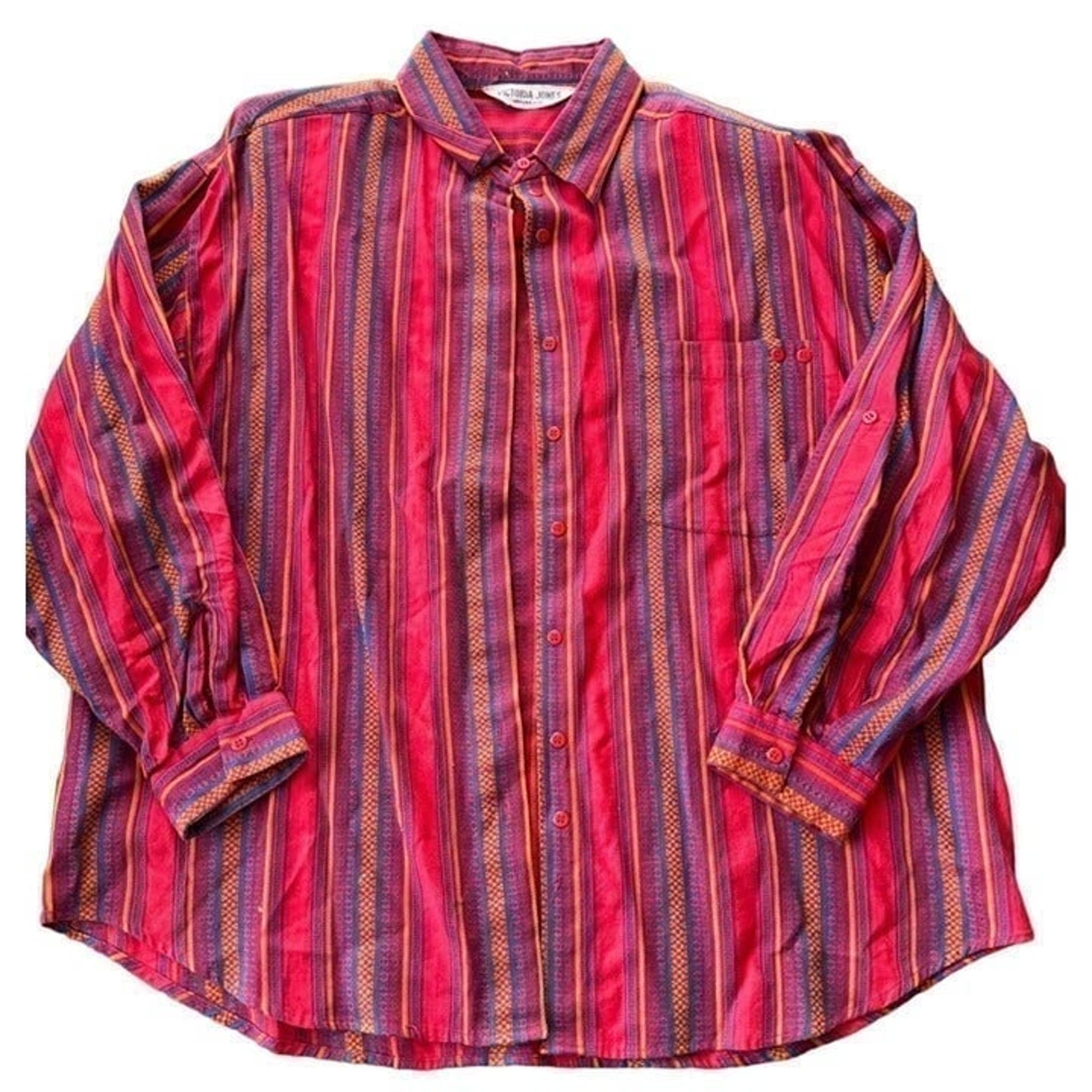 VINTAGE VICTORIA JONES RETRO BUTTON DOWN TOP SIZE XL | X1