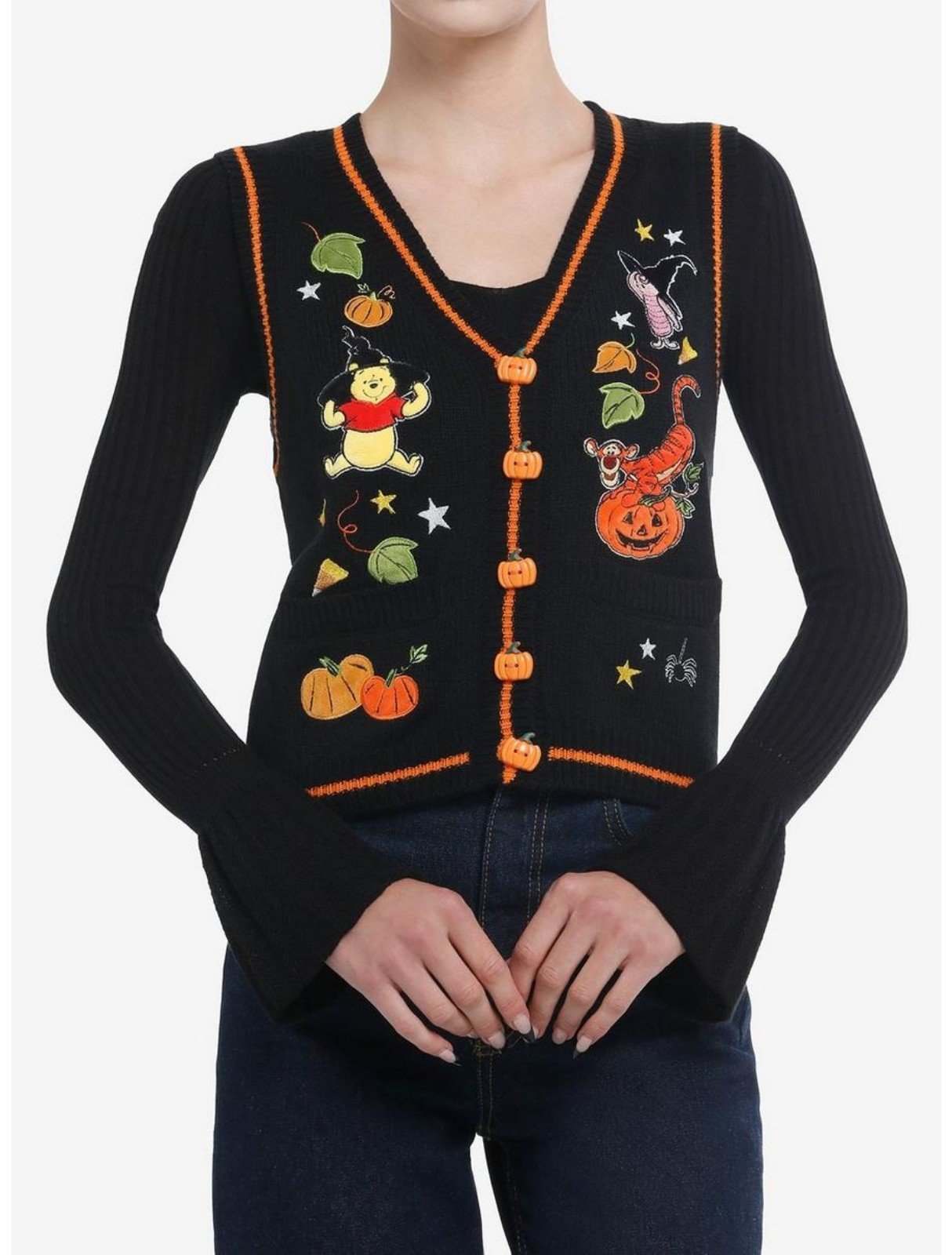 Disney Winnie The Pooh Halloween Embroidered Girls Sweater Vest size XS