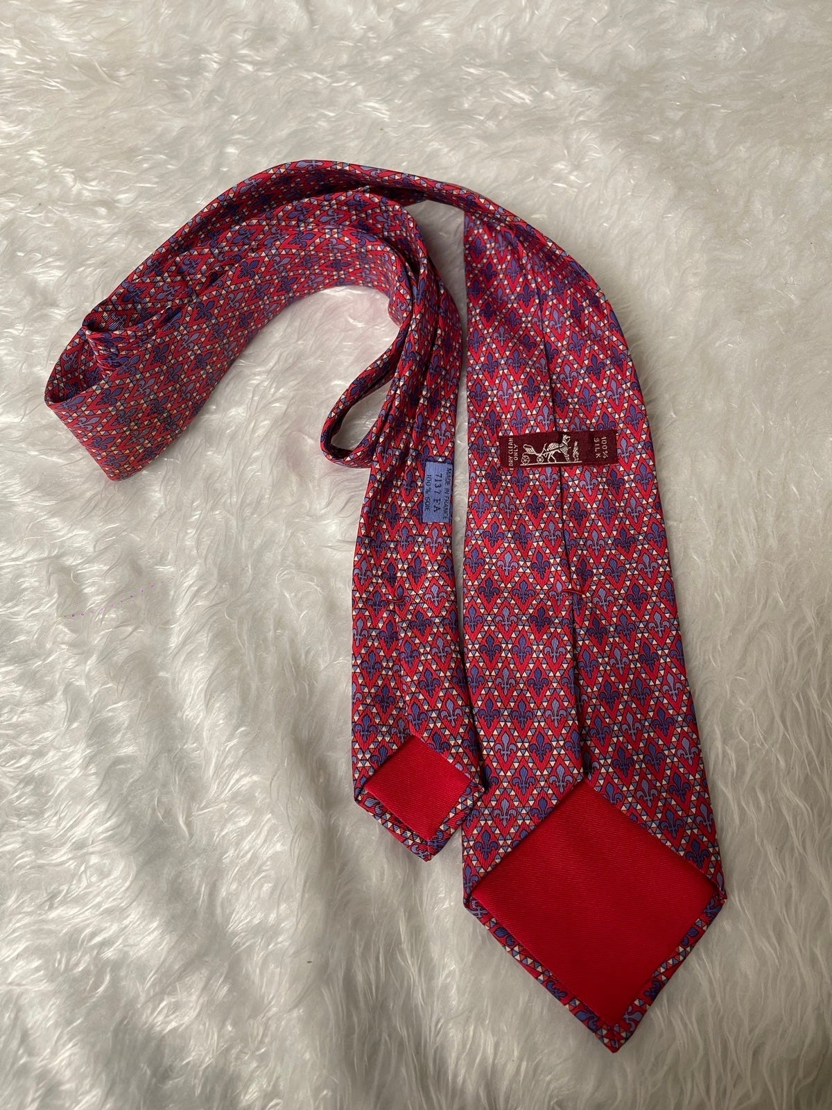 Mega Sale - Hermes Fleur De Lis 100% Silk Tie Red Blue 7137 FA Made in France - Online Outlet Extravaganza:£86[hoMen_2902667ua]