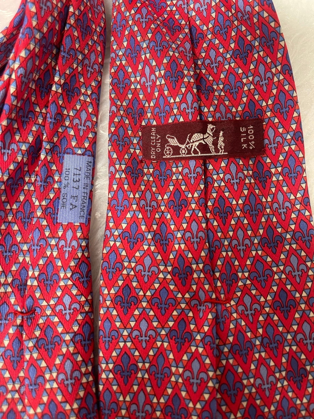 Mega Sale - Hermes Fleur De Lis 100% Silk Tie Red Blue 7137 FA Made in France - Online Outlet Extravaganza:£86[hoMen_2902667ua]