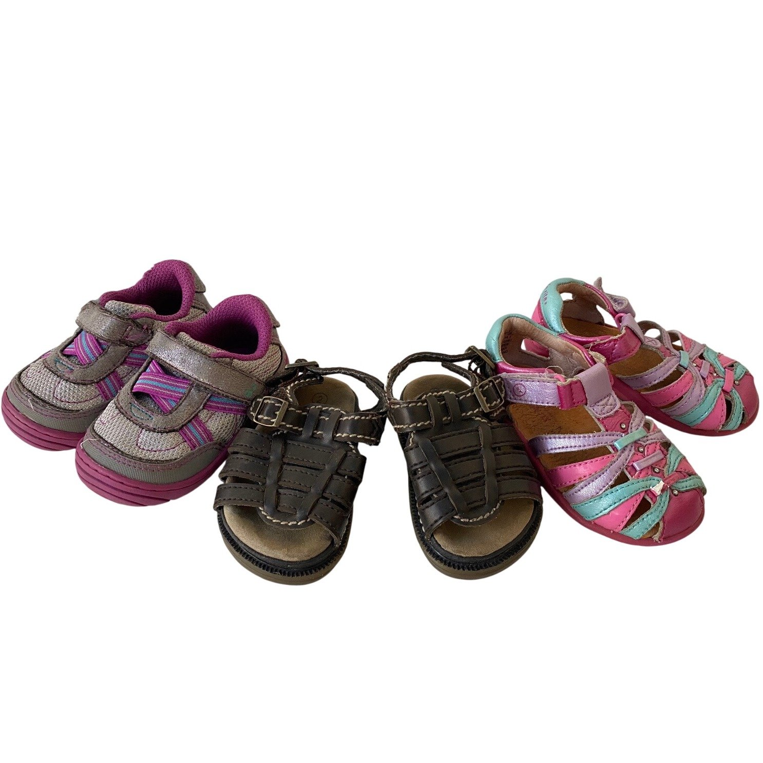 Size 2 3 4 GUC Stride Rite Wolfe Island Baby Shoe Lot of 3 Infant Sneaker Sandal