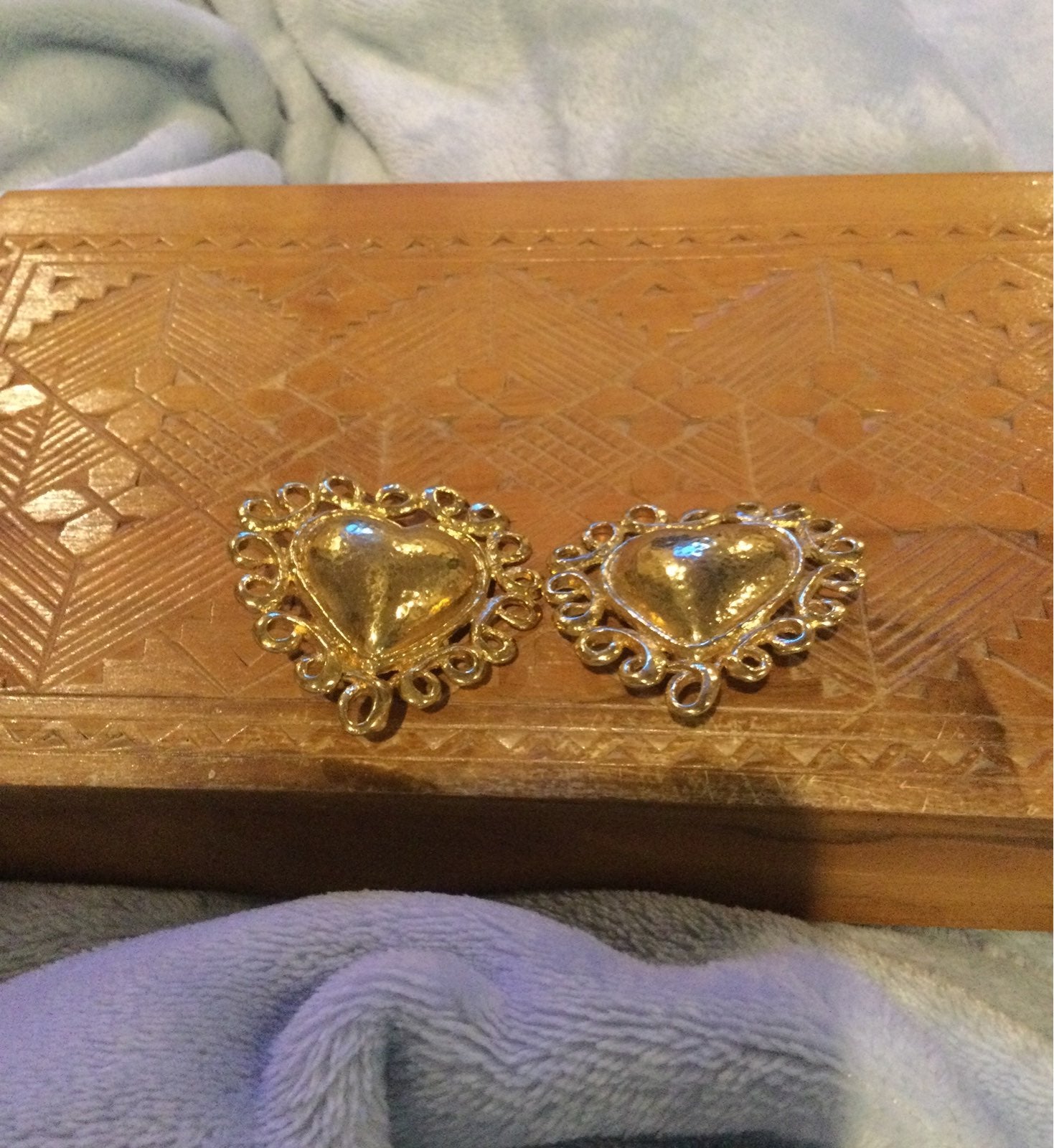 YSL Gold tone heart earrings