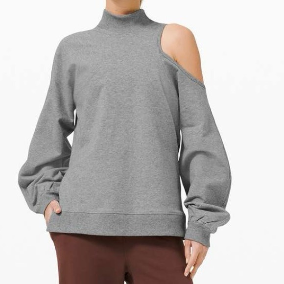 Lululemon LA Asymmetrical Cut Out Crew Sweatshirt in Heathered Gray Size 12