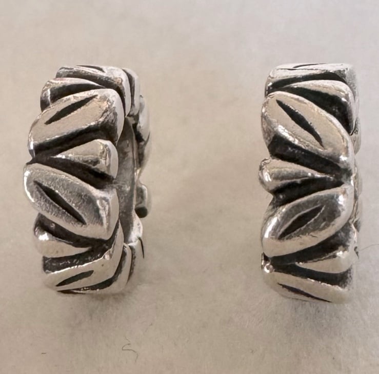 PAIR (2) PANDORA LEAF SPACERS STERLING SILVER CHARM 925 ALE 790206
