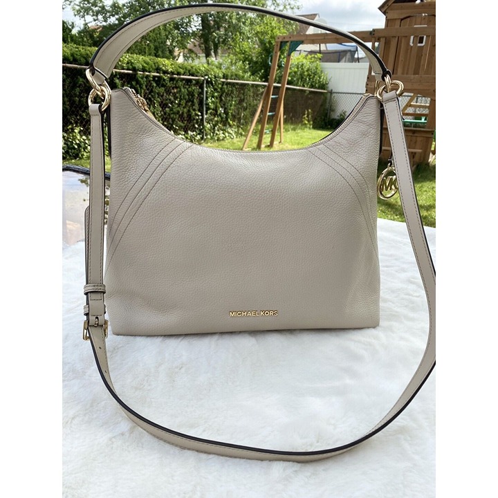 Michael Michael Kors ARIA PEBBLE LEATHER SHOULDER BAG Crossbody Vanilla