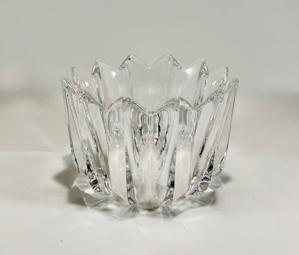 Vintage Orrefors Sweden Crystal Art Glass Star Crown Trinket Bowl Dish