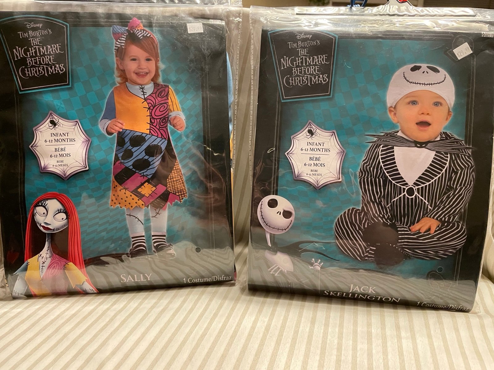 Nightmare before Christmas Costume set Baby Sally and Jack NIB complete dress up