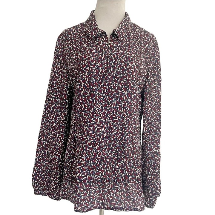 Tory Burch Size 12 Top Blouse Collared Long Sleeve Button Down