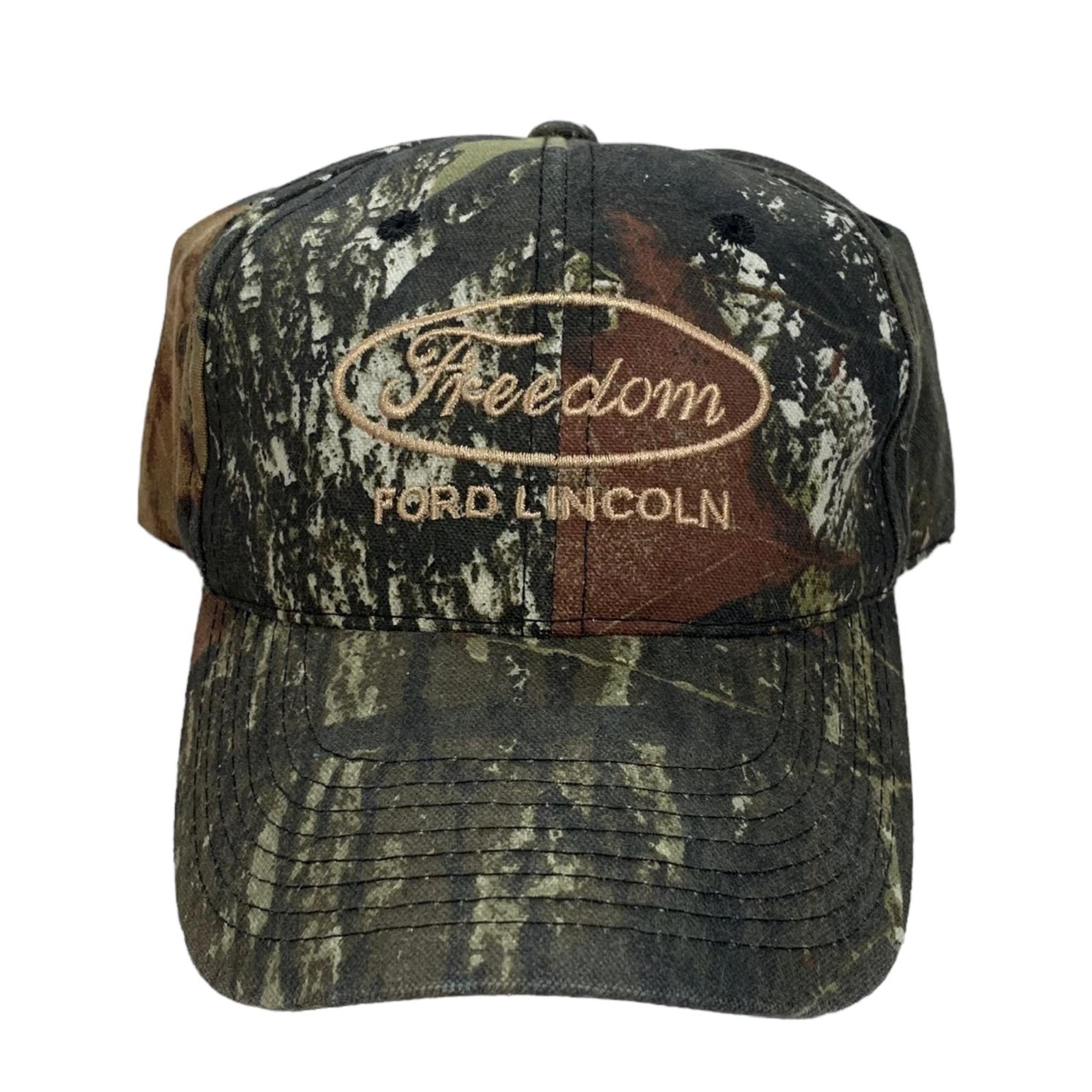 Vintage Freedom Ford Lincoln Mossy Oak Woodland Camo Adjustable Strapback Hat