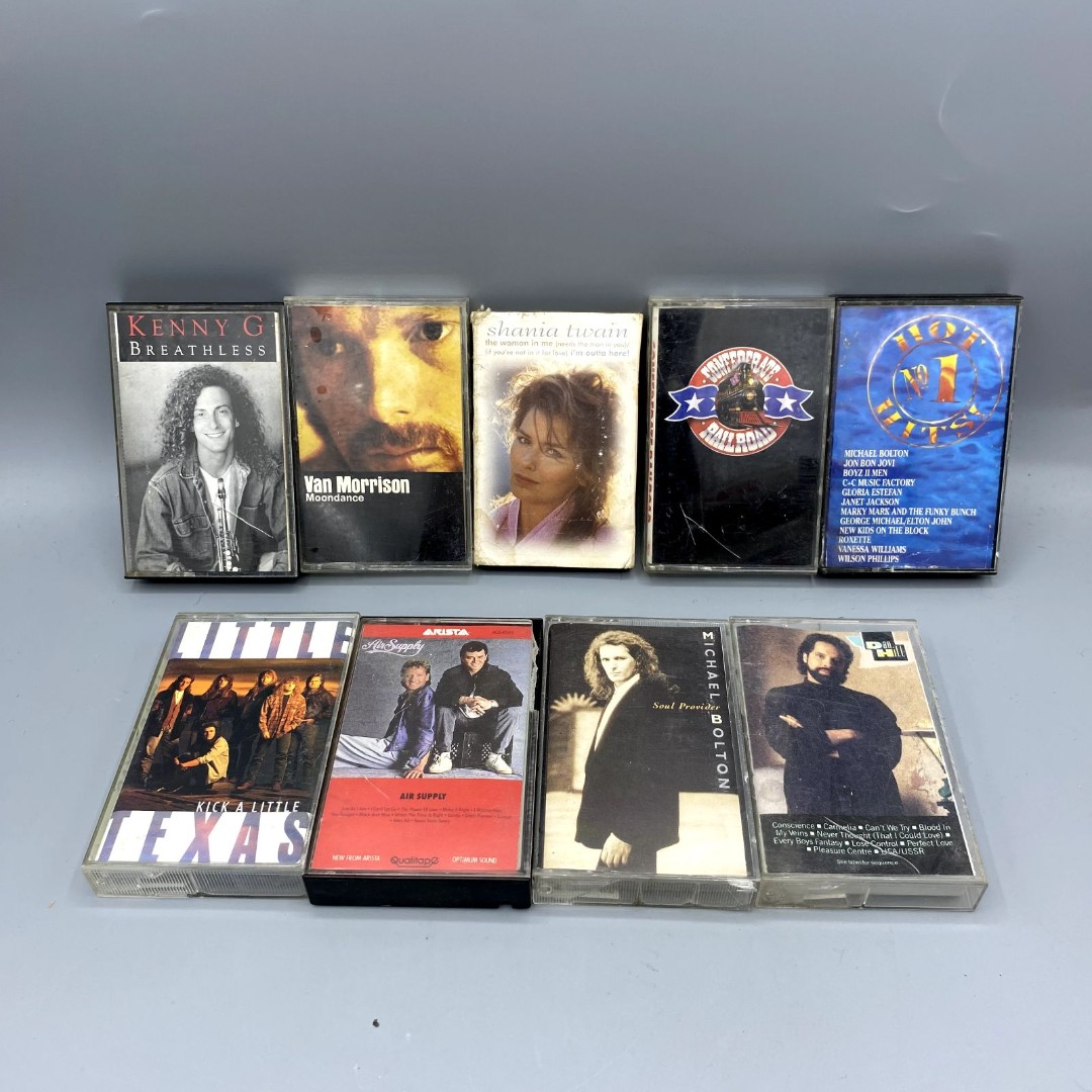 BUNDLE Lot 9 Vintage Cassette Tapes Little Texas, Kenny G, Michael Bolton, Dan