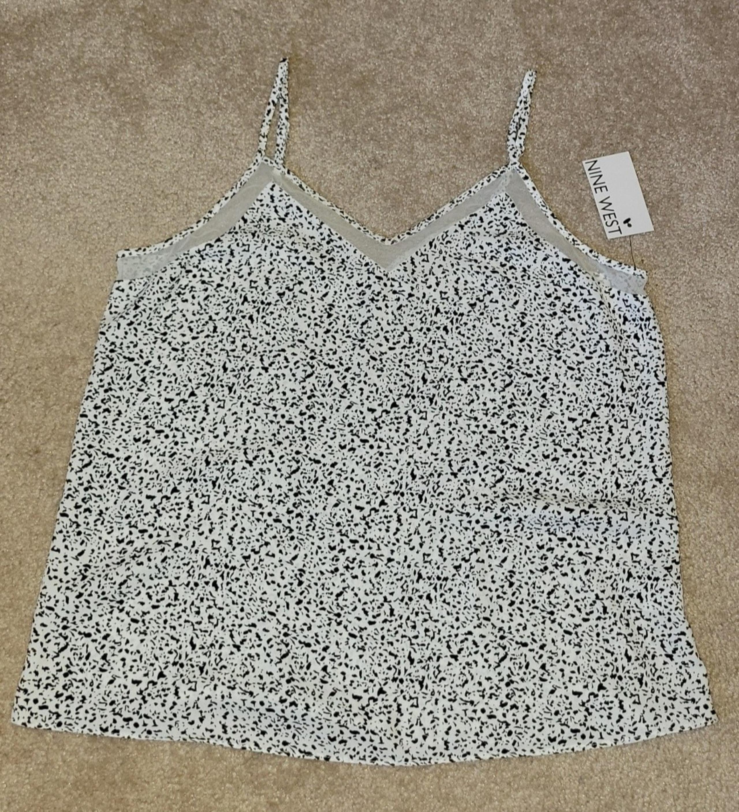 New Nine West The Layering Cami women's medium white & black v-new & adjustable