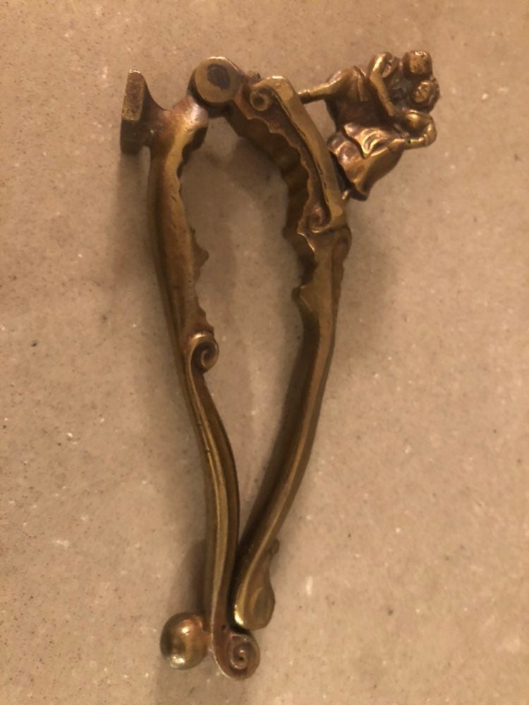 Vintage Brass Handheld Nutcracker
