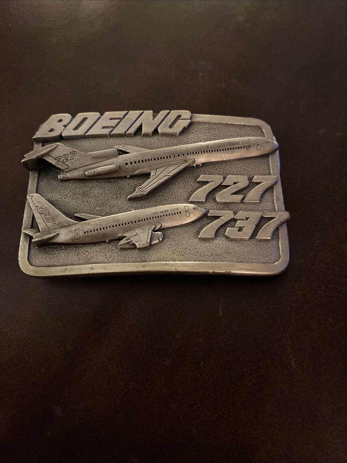 Vintage Pewter 1983 BOEING 727 737 Aircraft Commemorative Buckle SISKIYOU 39