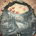 ISABELLA FIORE Vtg Large Blue Metallic Shimmer Stud Leather Hobo Handbag Satchel