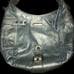 ISABELLA FIORE Vtg Large Blue Metallic Shimmer Stud Leather Hobo Handbag Satchel