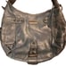 ISABELLA FIORE Vtg Large Blue Metallic Shimmer Stud Leather Hobo Handbag Satchel