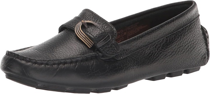 Rockport Women's Bayview Rib Loafer Flat Shoes Black Leather Size 6 Wide