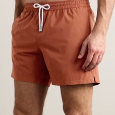 THOM SWEENY Straight-Leg Mid-Length Swim Shorts (Rust)