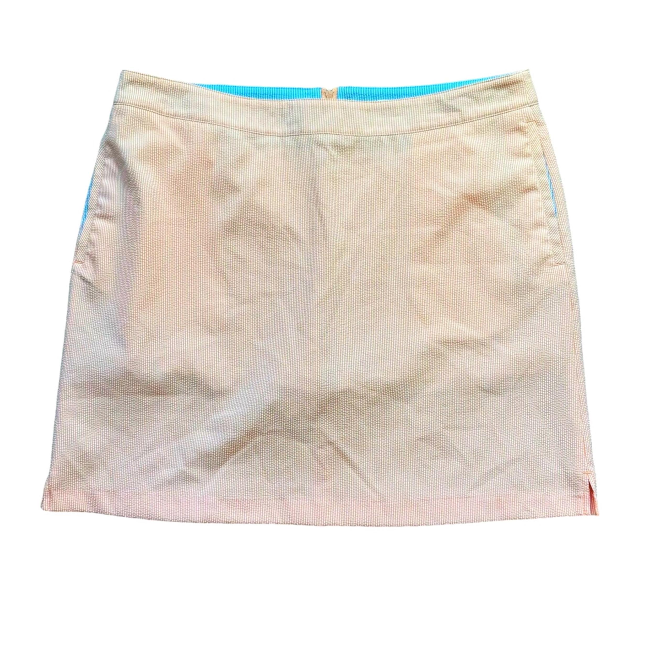 Greg Norman Women's Golf Skort Waist 34 Pink Stripe Zip Up Tennis Pickleball