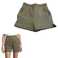 Talitha Neiman Marcus Embroidered High-Waist Shorts Green Women's Large NEW