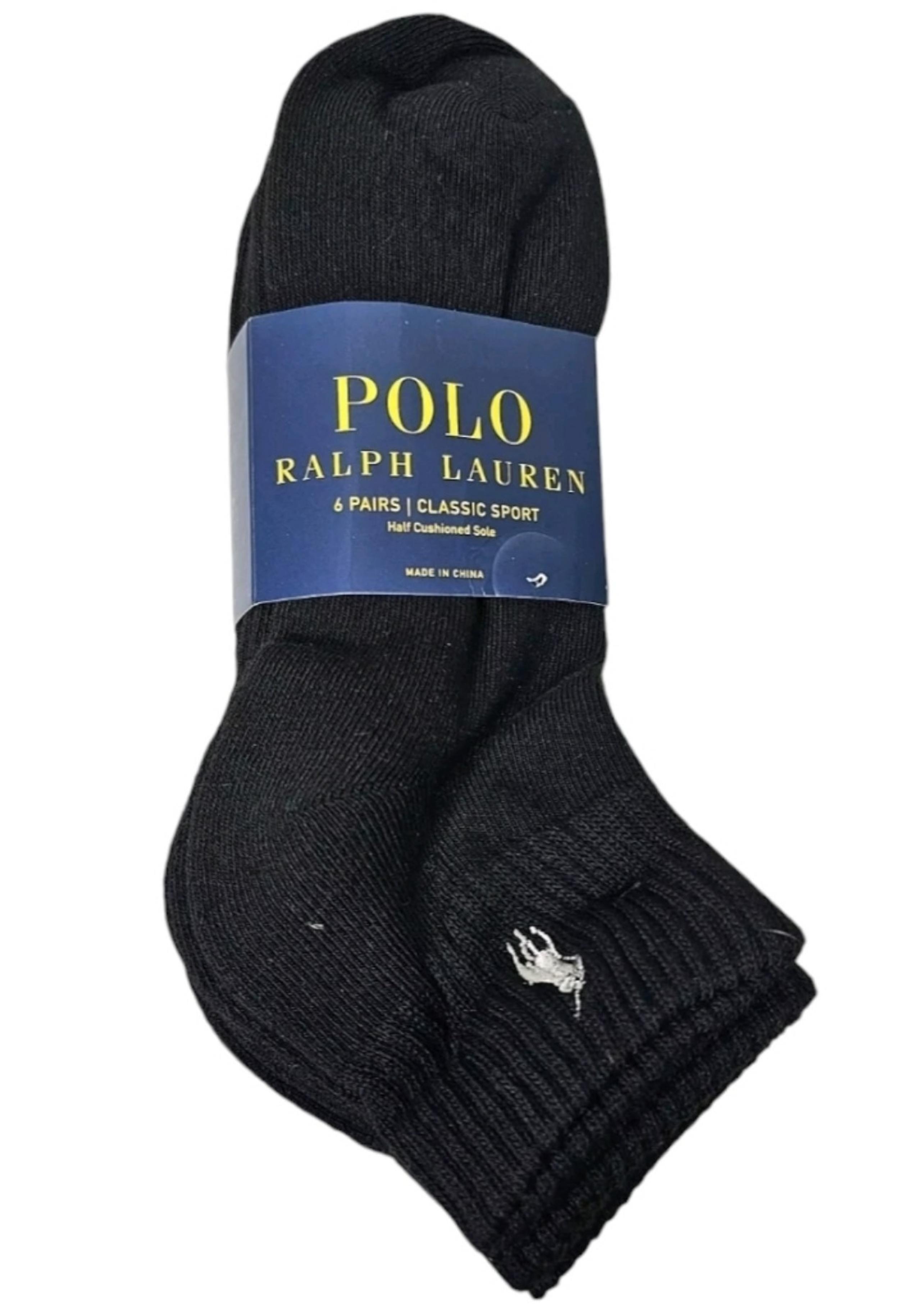 Polo Ralph Lauren Men's Classic Sport Half Cushioned Sole Socks 6 Pairs Black