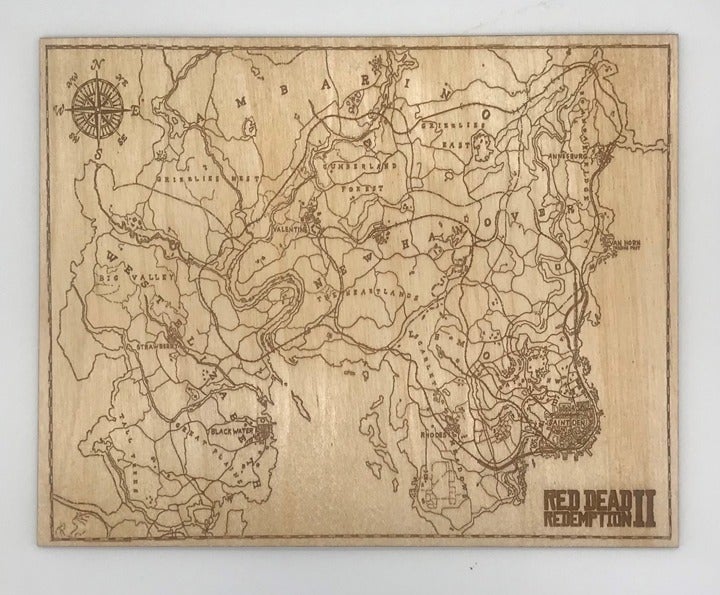 Red Dead Redemption 2 Engraved Map