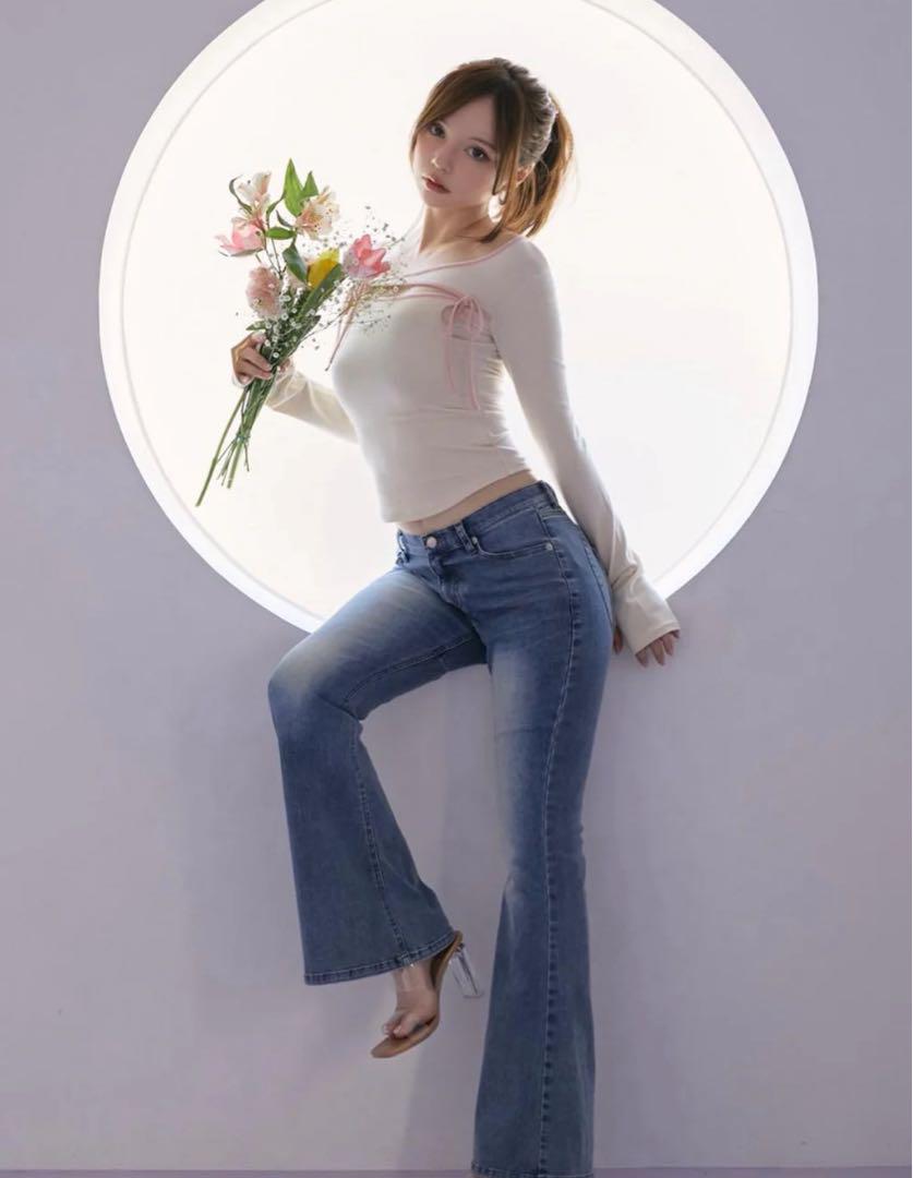 大きな取引 Andmary Denim Flare Hip Heart パンツ