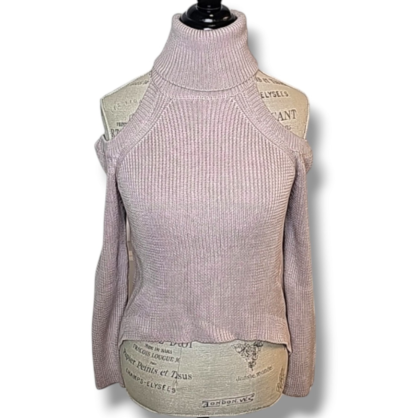 Seek The Label Mauve Cold Shoulder Turtleneck Long-Sleeve Sweater - Size XS