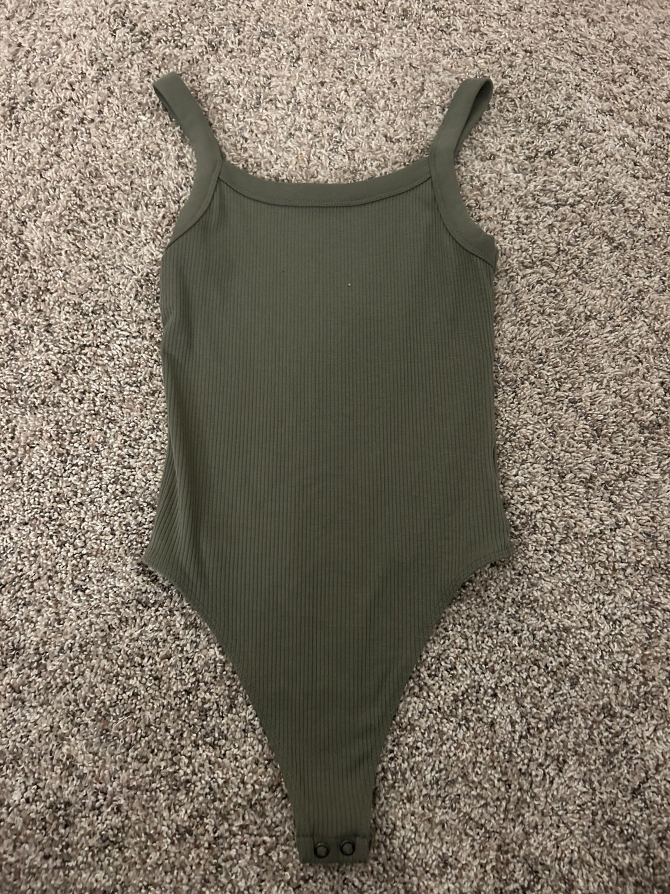Green ribbed bodysuit