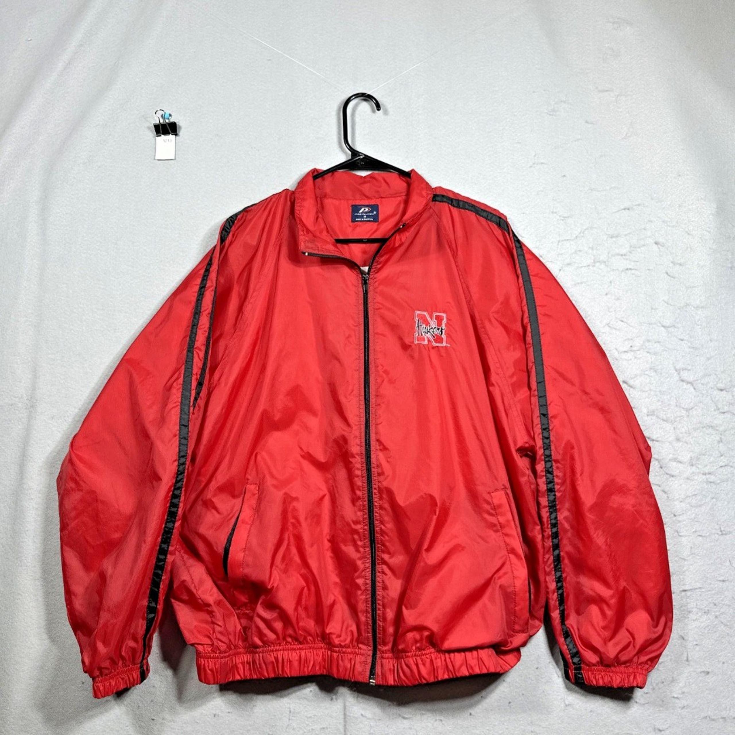 VTG Pro Player Red Nebraska Huskers Nylon Windbreaker Mens Size M